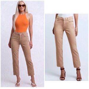 L’AGENCE NWT Size 26 Women Light Mocha Tan Sada High Rise Cropped Slim Jeans